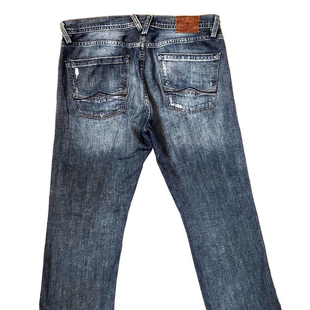 Lucky Brand Cross Road Straight Jeans Mens 32* (Fits 34x30) Blue Whiskered Denim - Picture 6 of 13